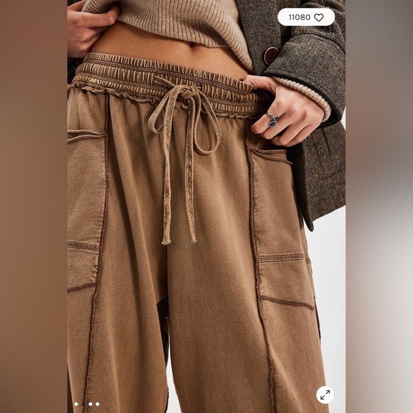 Free People Pants - Kaiden Pull-On Barrel Pants Free People Medium Moon Rock (Brown)